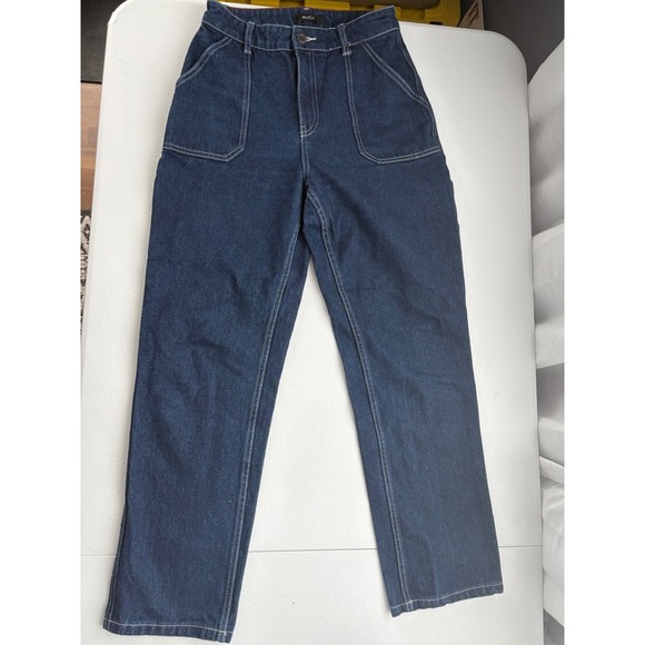 RVCA Womens Carpenter Jeans Size 27 Dark Wash Denim Utility Pants - Picture 1 of 11